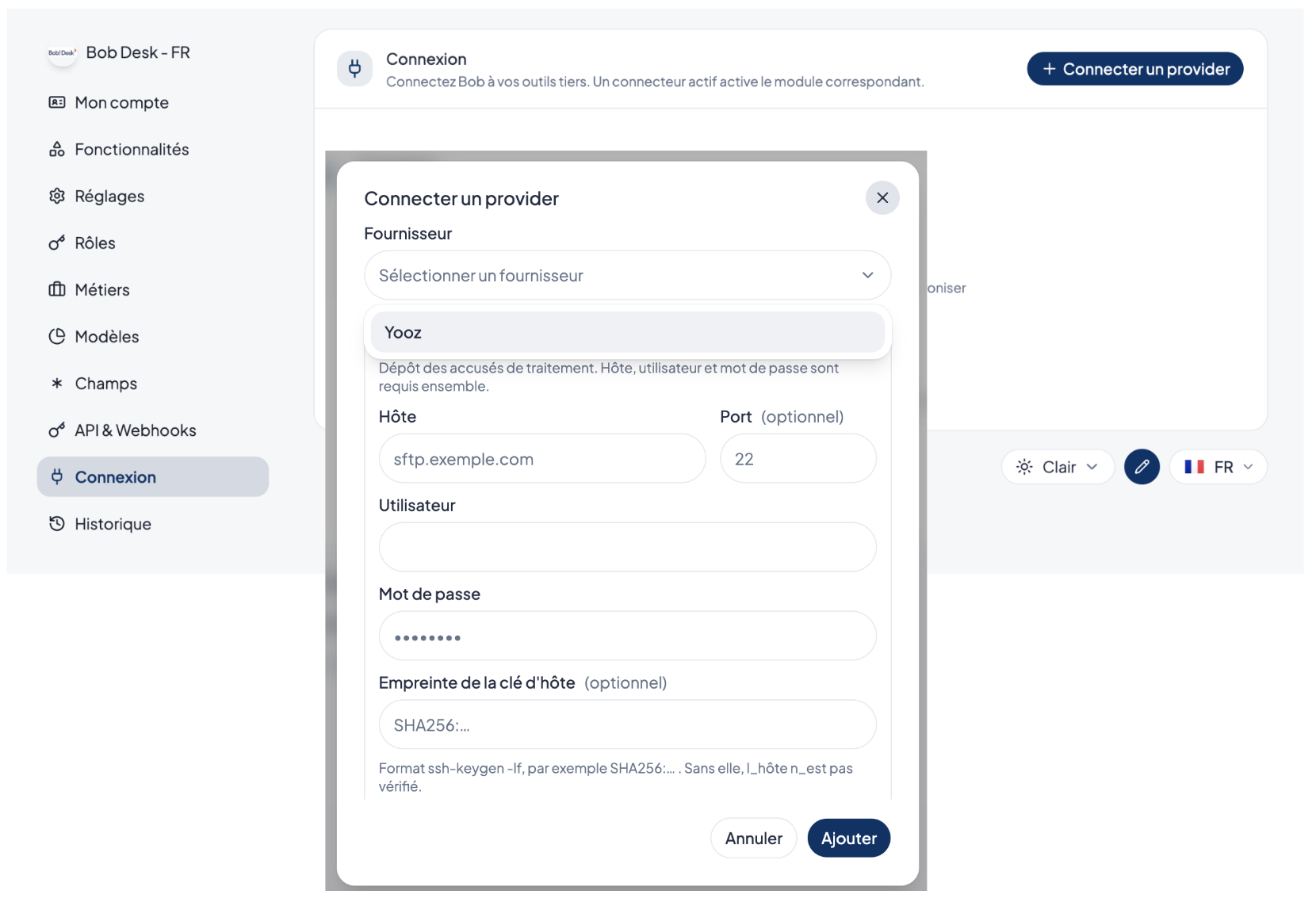 🔗 First connection with an Approved Platform: Yooz