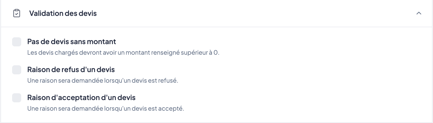 π Quote validation or rejection: more flexibility
